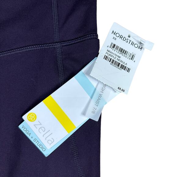 ZELLA Purple Nebula Cropped Ankle Leggings Women's Size XS NWT Yoga Gym - Picture 4 of 6